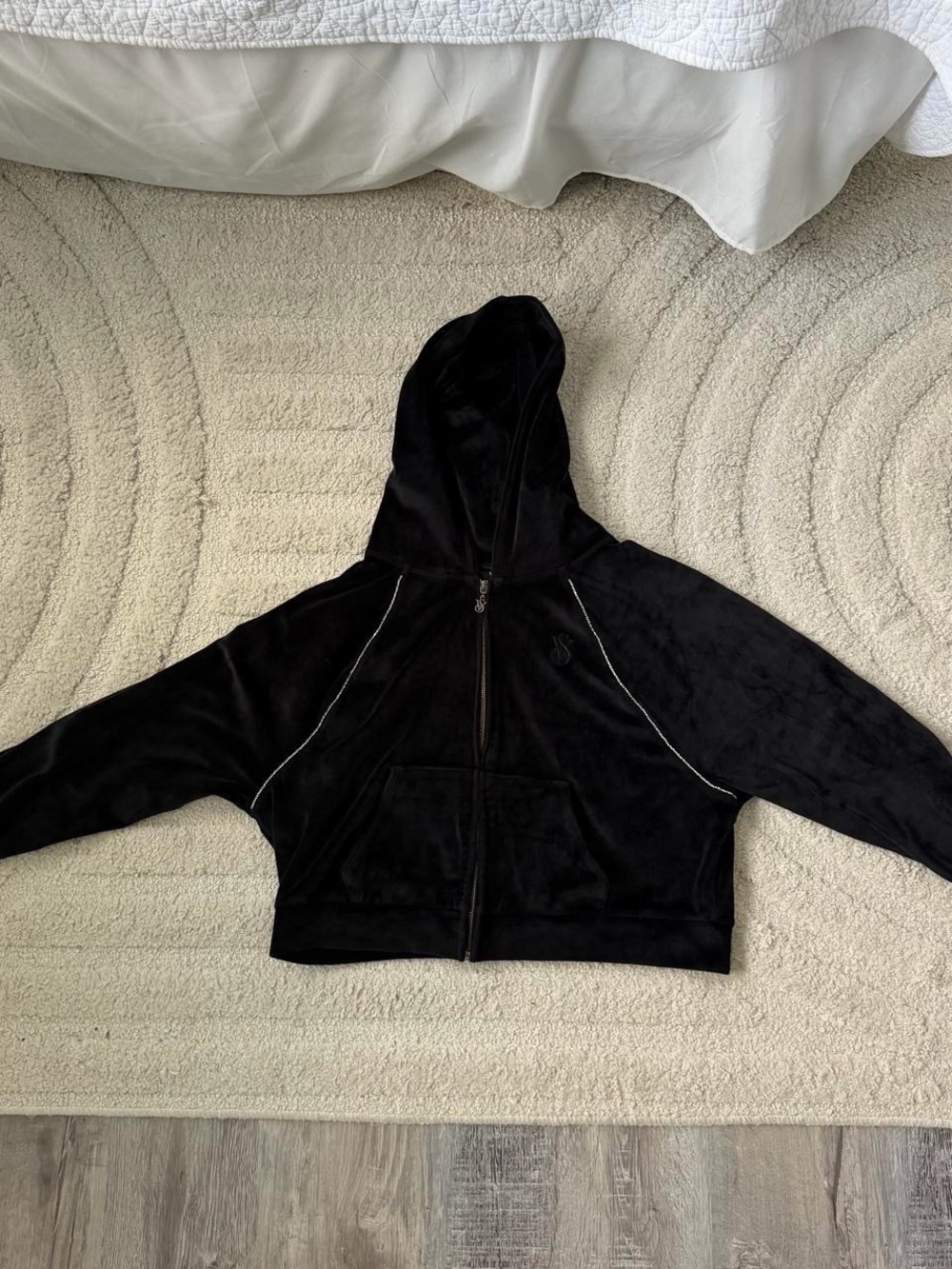 Victorias secret Black Hooded Zip-up rhinestone Jacket